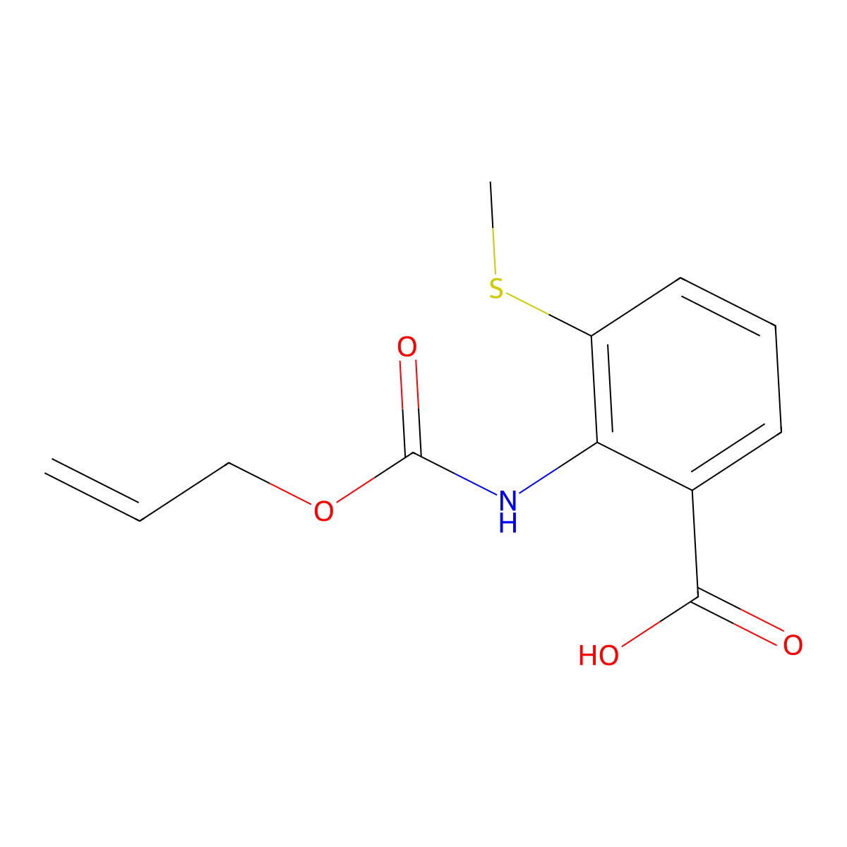 3-(Methylsulfanyl)-2-{[(prop-2-en-1-yloxy)carbonyl]amino}benzoic acid molecular structure, CAS 2680863-65-2