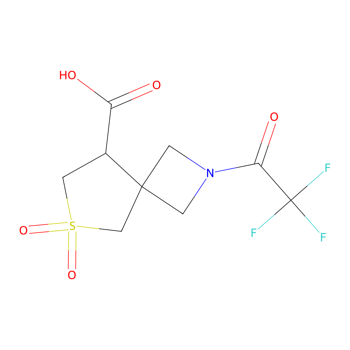 6,6-Dioxo-2-(2,2,2-trifluoroacetyl)-6lambda6-thia-2-azaspiro[3.4]octane-8-carboxylic acid molecular structure, CAS 2680863-66-3