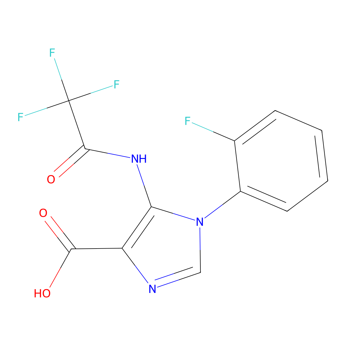 1-(2-fluorophenyl)-5-(2,2,2-trifluoroacetamido)-1H-imidazole-4-carboxylic acid molecular structure, CAS 2680863-76-5