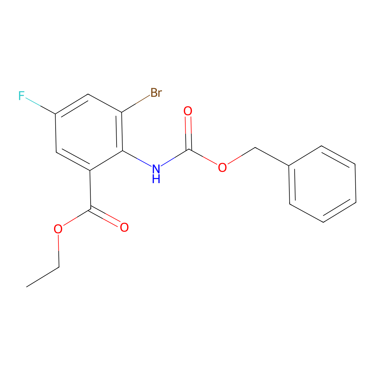 Ethyl 2-{[(benzyloxy)carbonyl]amino}-3-bromo-5-fluorobenzoate molecular structure, CAS 2680863-83-4