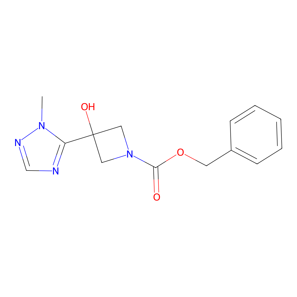 benzyl 3-hydroxy-3-(1-methyl-1H-1,2,4-triazol-5-yl)azetidine-1-carboxylate molecular structure, CAS 2680863-85-6
