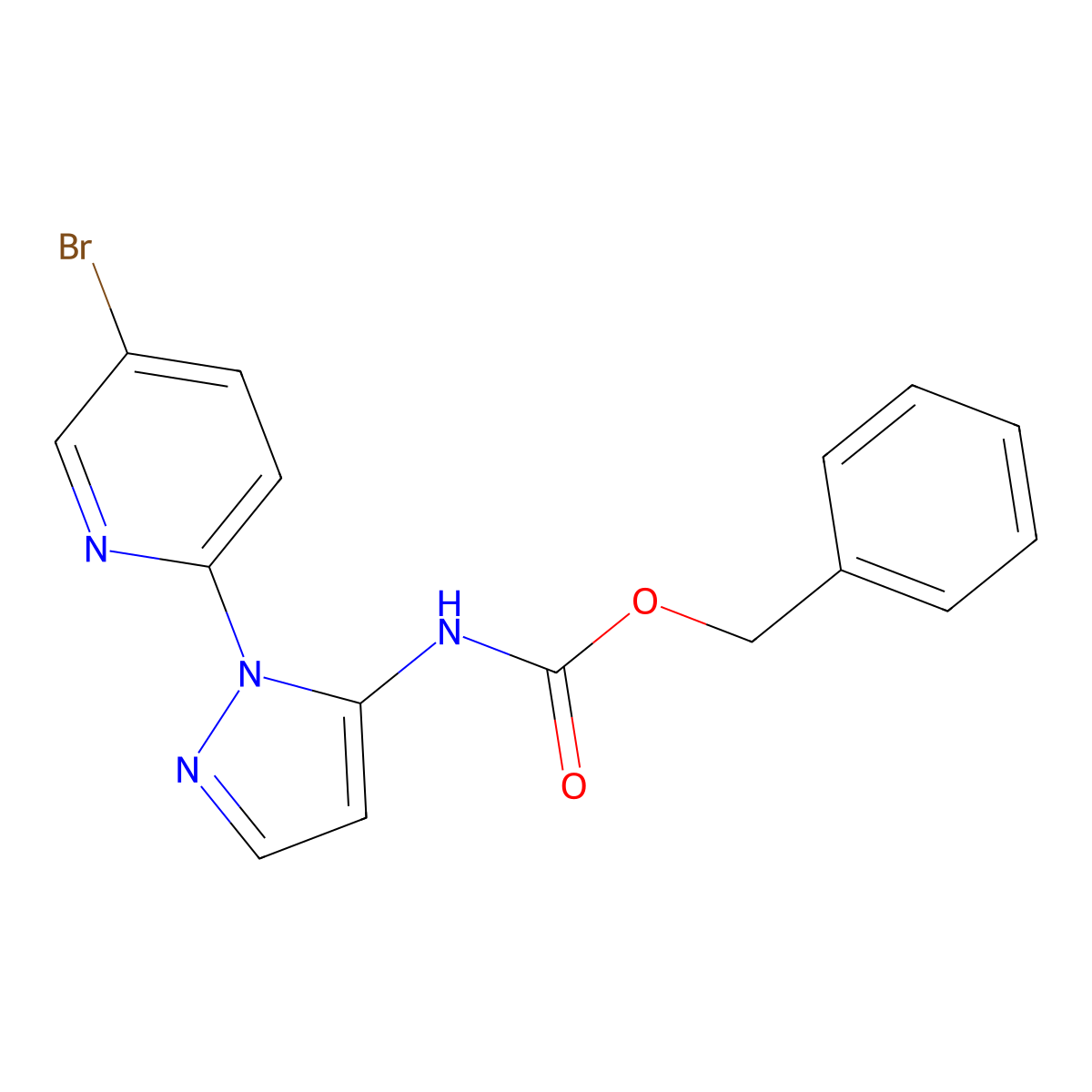 benzyl N-[1-(5-bromopyridin-2-yl)-1H-pyrazol-5-yl]carbamate molecular structure, CAS 2680863-91-4