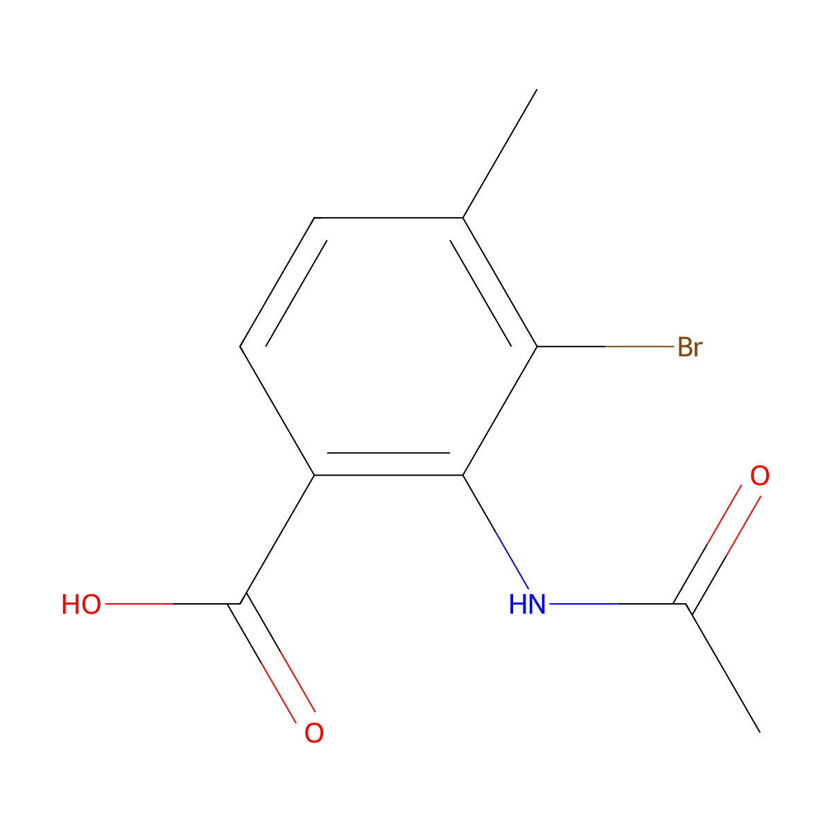 3-Bromo-2-acetamido-4-methylbenzoic acid molecular structure, CAS 2680863-93-6
