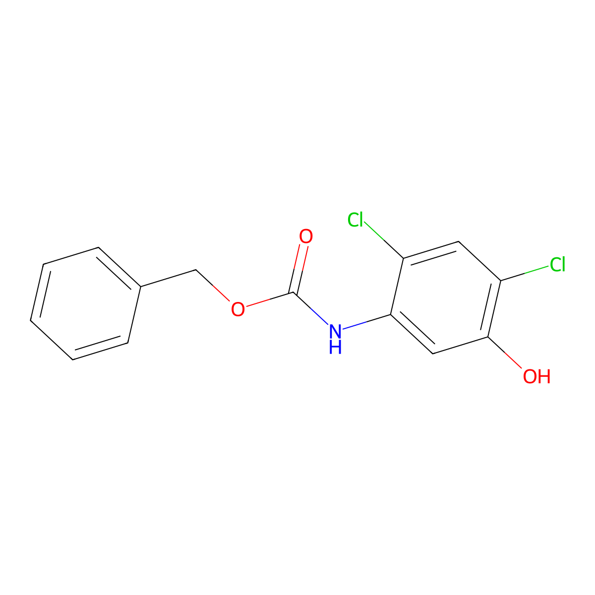 benzyl N-(2,4-dichloro-5-hydroxyphenyl)carbamate molecular structure, CAS 2680863-97-0