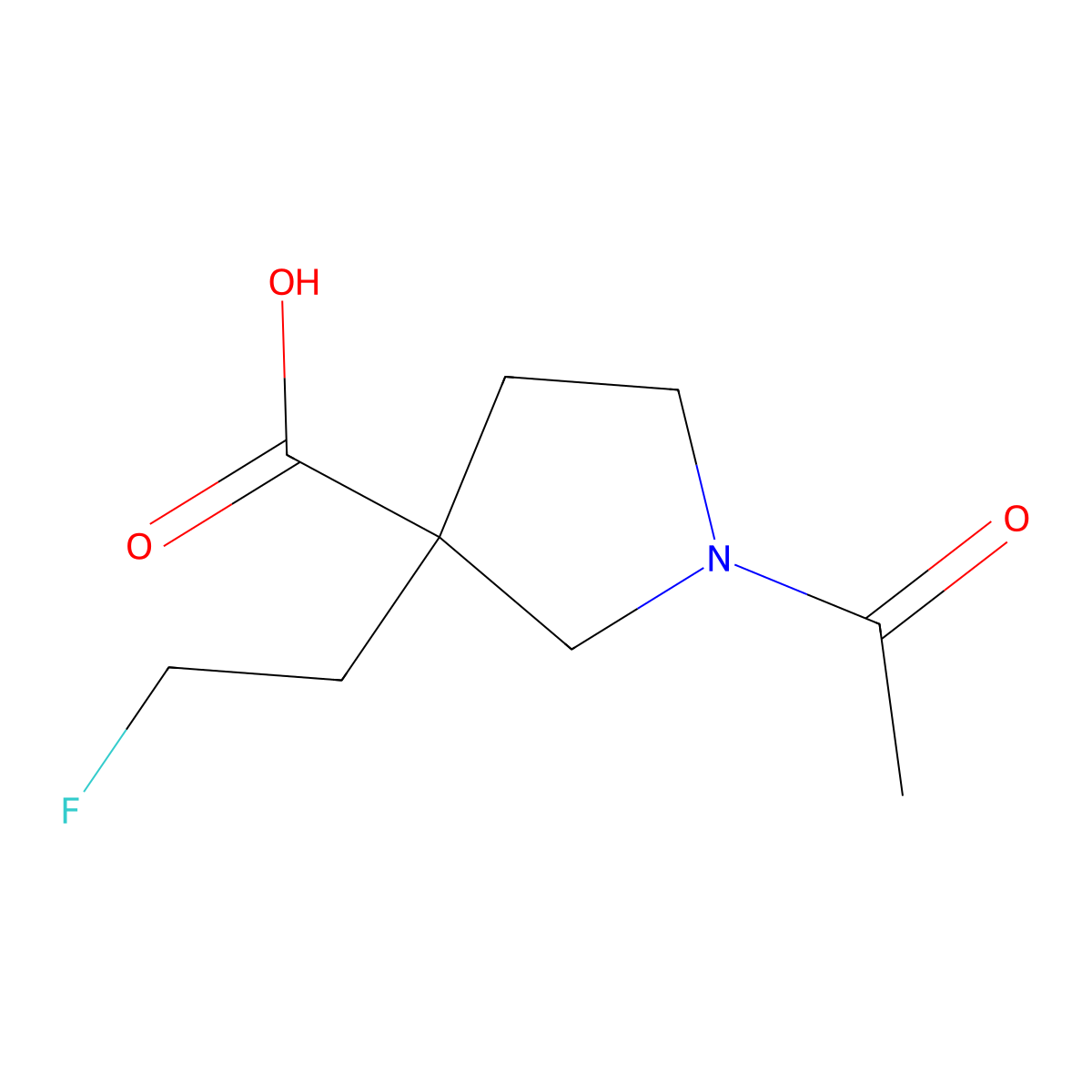1-Acetyl-3-(2-fluoroethyl)pyrrolidine-3-carboxylic acid molecular structure, CAS 2680864-14-4