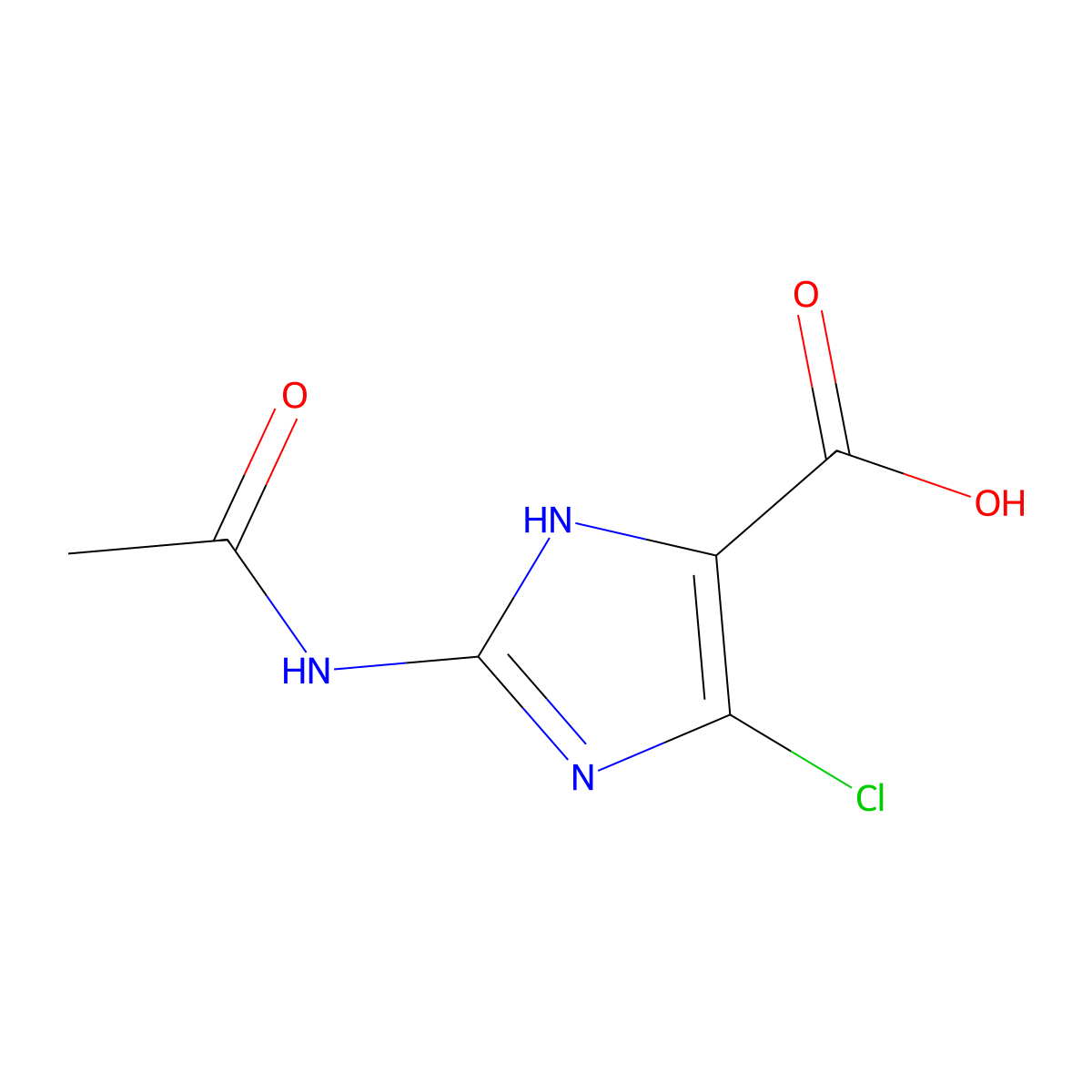 4-chloro-2-acetamido-1H-imidazole-5-carboxylic acid molecular structure, CAS 2680864-16-6