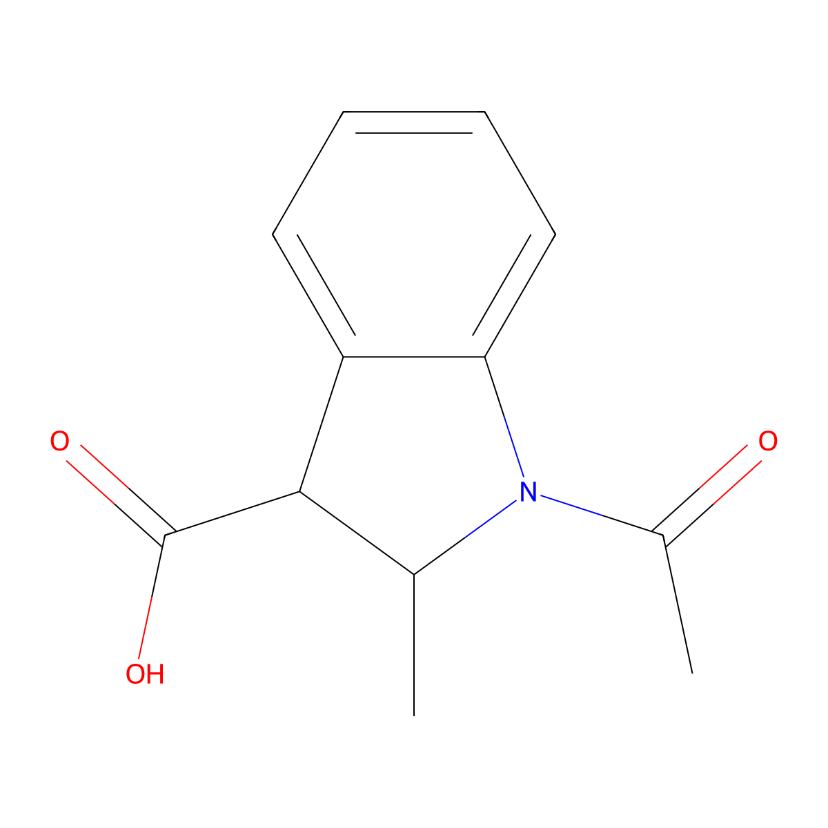 1-acetyl-2-methyl-2,3-dihydro-1H-indole-3-carboxylic acid molecular structure, CAS 2680864-19-9