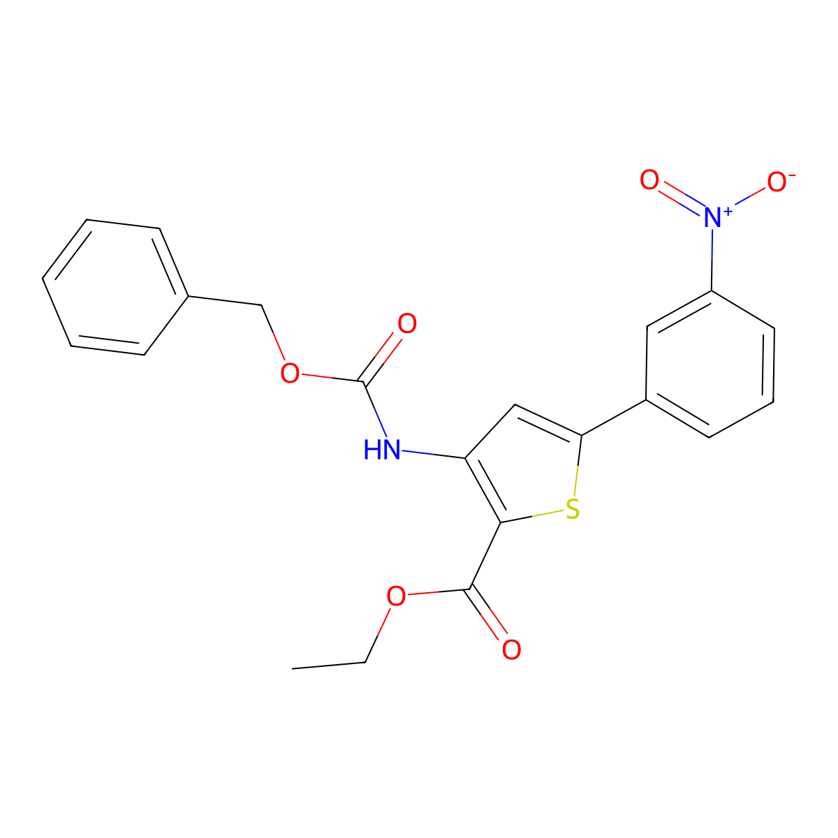 Ethyl 3-{[(benzyloxy)carbonyl]amino}-5-(3-nitrophenyl)thiophene-2-carboxylate molecular structure, CAS 2680864-20-2
