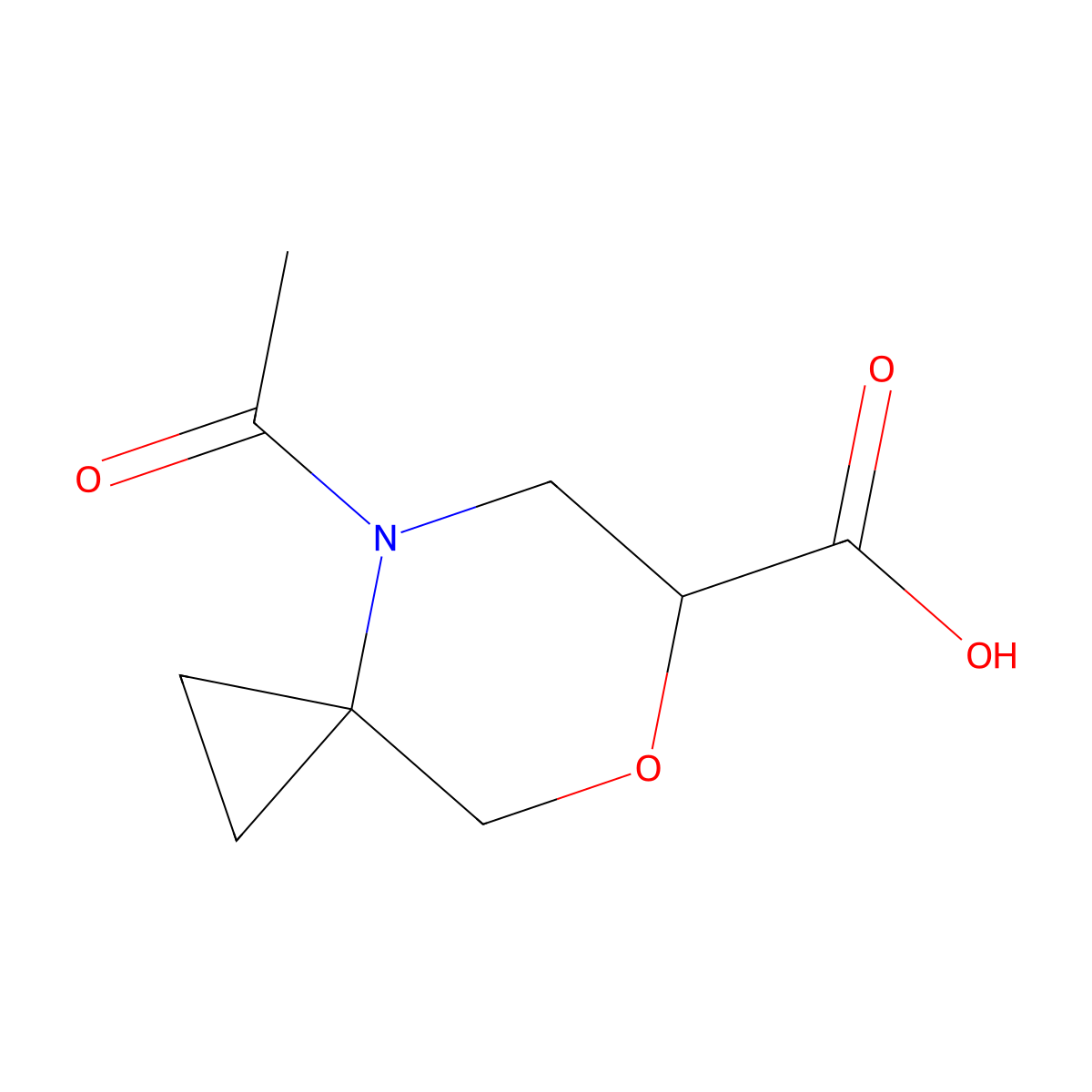 4-Acetyl-7-oxa-4-azaspiro[2.5]octane-6-carboxylic acid molecular structure, CAS 2680864-25-7