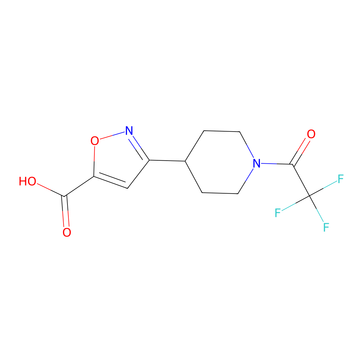 3-[1-(2,2,2-Trifluoroacetyl)piperidin-4-yl]-1,2-oxazole-5-carboxylic acid molecular structure, CAS 2680864-27-9