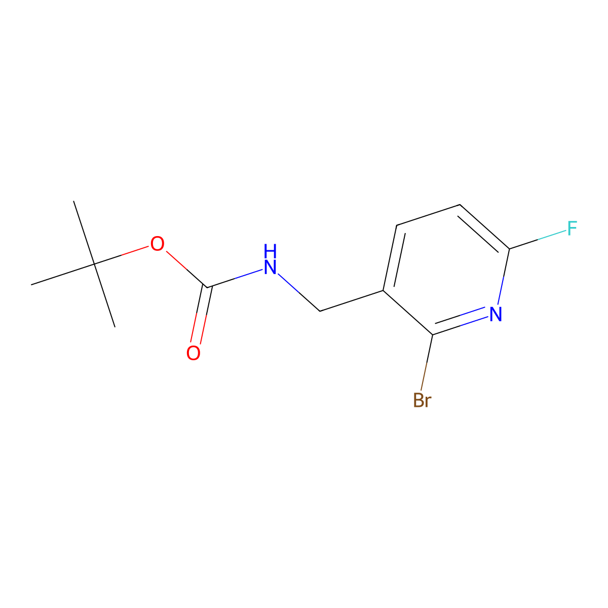 tert-butyl N-[(2-bromo-6-fluoropyridin-3-yl)methyl]carbamate molecular structure, CAS 2680864-31-5