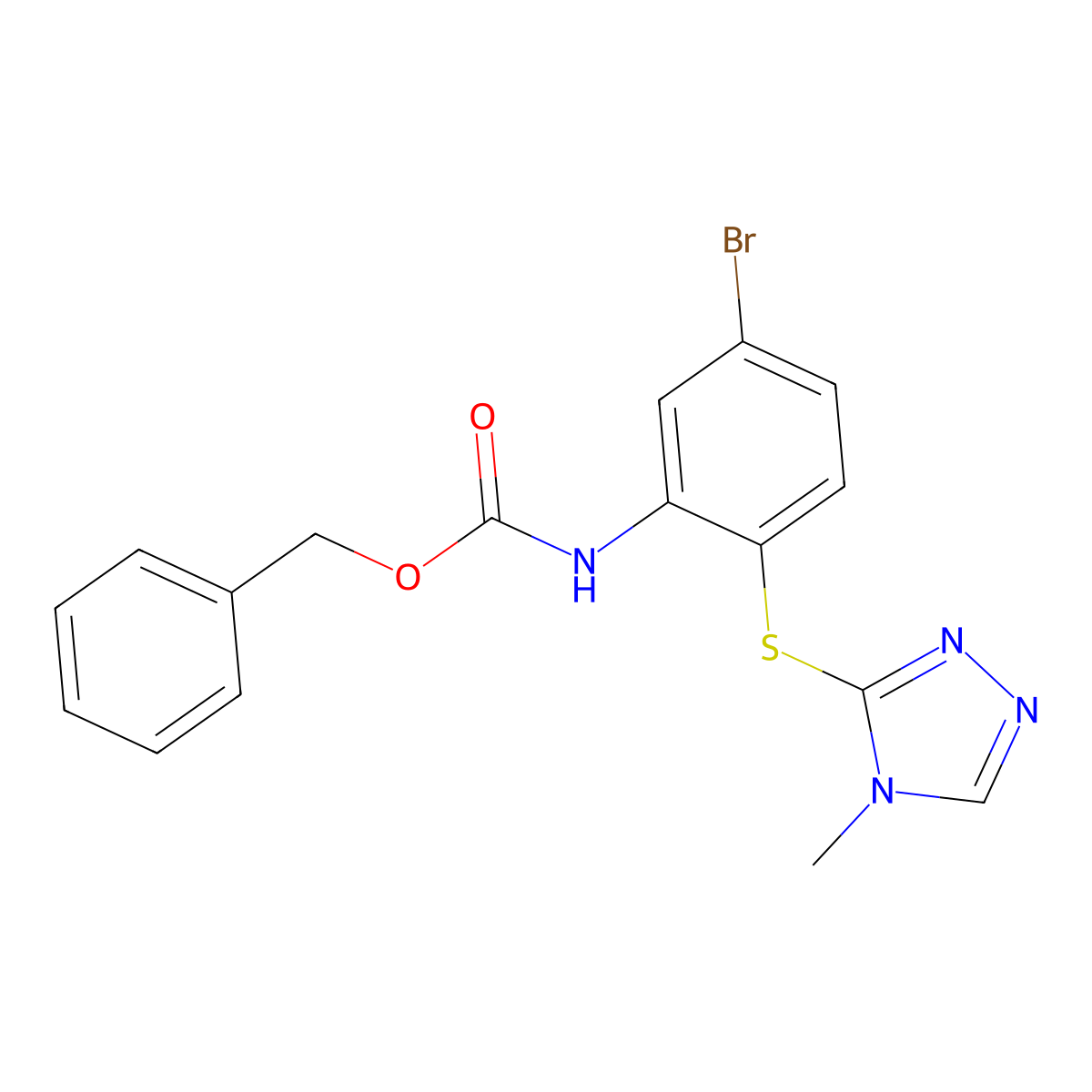 benzyl N-{5-bromo-2-[(4-methyl-4H-1,2,4-triazol-3-yl)sulfanyl]phenyl}carbamate molecular structure, CAS 2680864-37-1