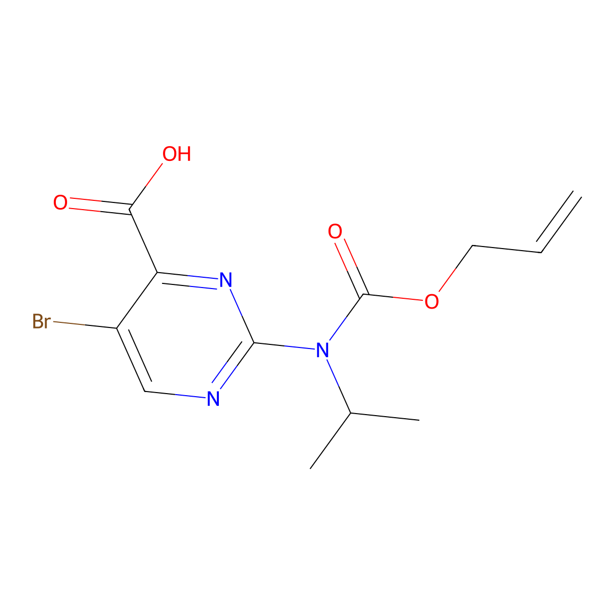 5-Bromo-2-{[(prop-2-en-1-yloxy)carbonyl](propan-2-yl)amino}pyrimidine-4-carboxylic acid molecular structure, CAS 2680864-39-3