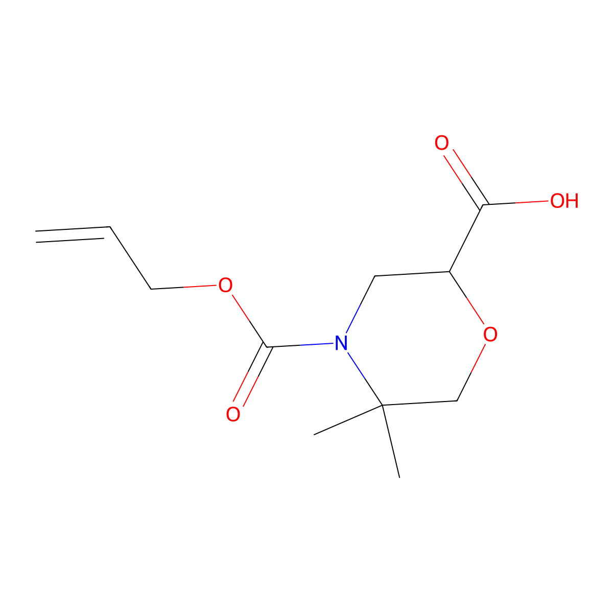 5,5-Dimethyl-4-[(prop-2-en-1-yloxy)carbonyl]morpholine-2-carboxylic acid molecular structure, CAS 2680864-45-1