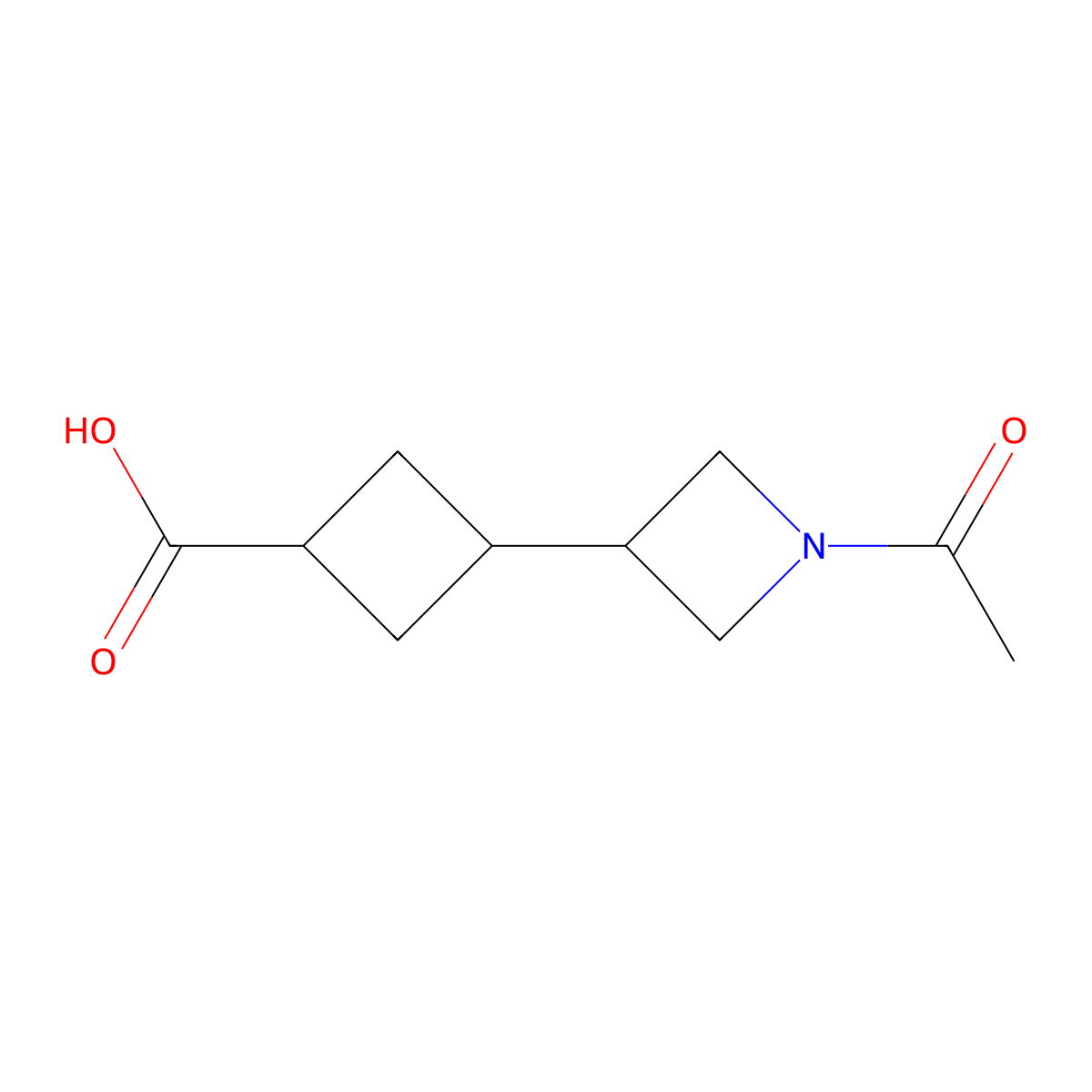 3-(1-Acetylazetidin-3-yl)cyclobutane-1-carboxylic acid molecular structure, CAS 2680864-46-2