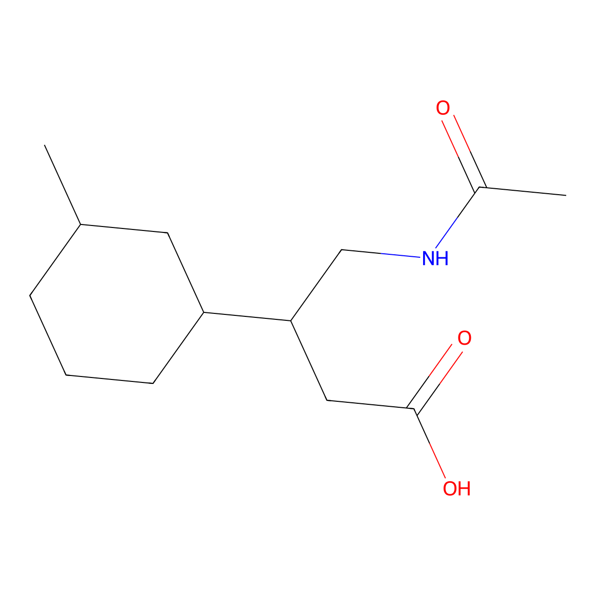 4-Acetamido-3-(3-methylcyclohexyl)butanoic acid molecular structure, CAS 2680864-49-5