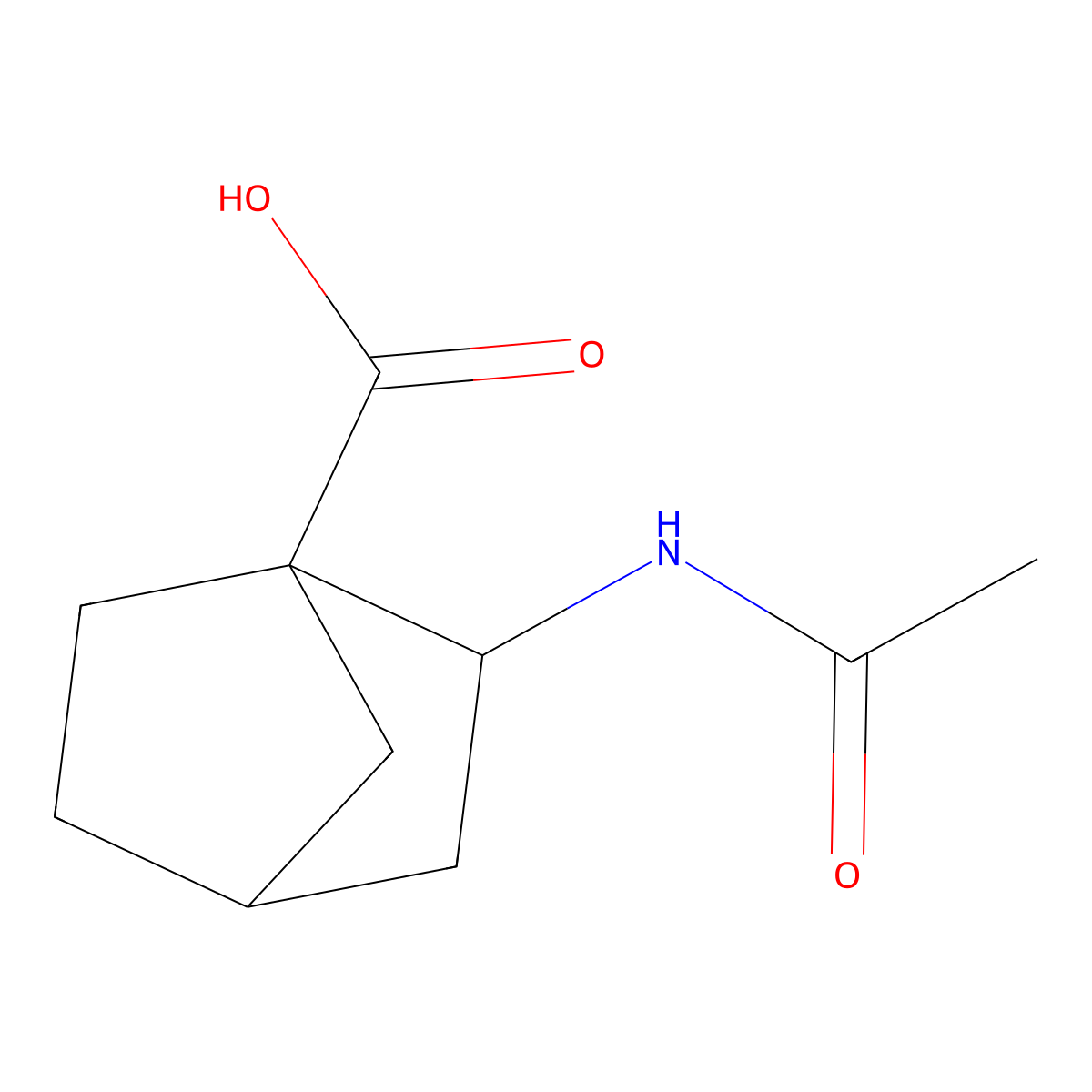 2-Acetamidobicyclo[2.2.1]heptane-1-carboxylic acid molecular structure, CAS 2680864-52-0