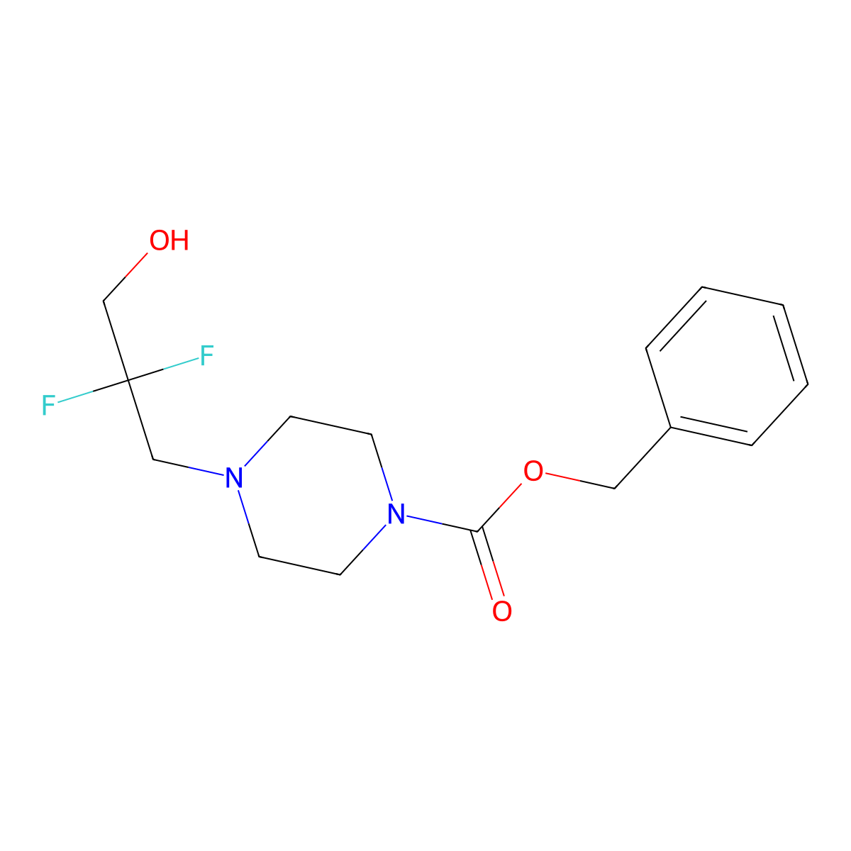 Benzyl 4-(2,2-difluoro-3-hydroxypropyl)piperazine-1-carboxylate molecular structure, CAS 2680864-53-1