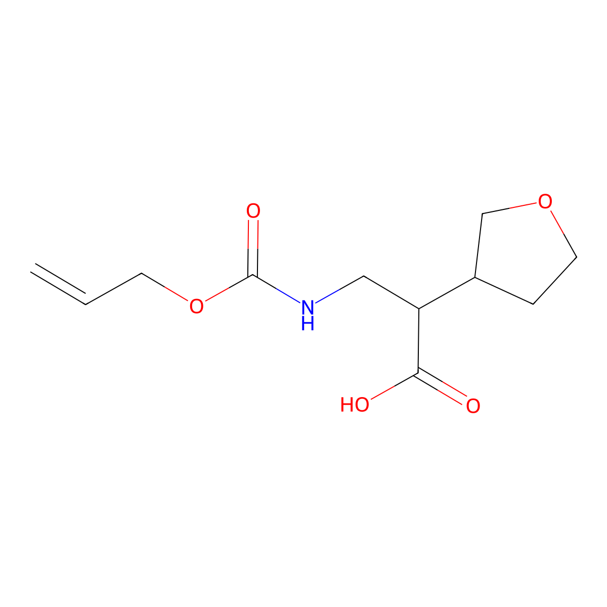 2-(Oxolan-3-yl)-3-{[(prop-2-en-1-yloxy)carbonyl]amino}propanoic acid molecular structure, CAS 2680864-56-4