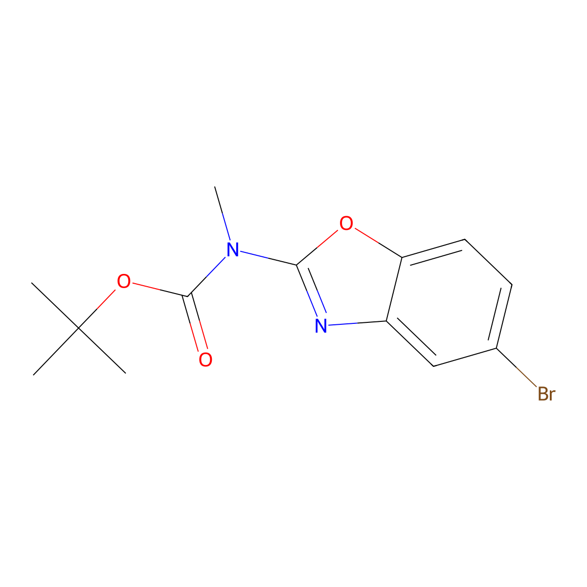 tert-butyl N-(5-bromo-1,3-benzoxazol-2-yl)-N-methylcarbamate molecular structure, CAS 2680864-60-0