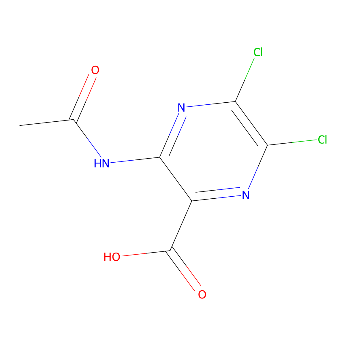 5,6-Dichloro-3-acetamidopyrazine-2-carboxylic acid molecular structure, CAS 2680864-61-1