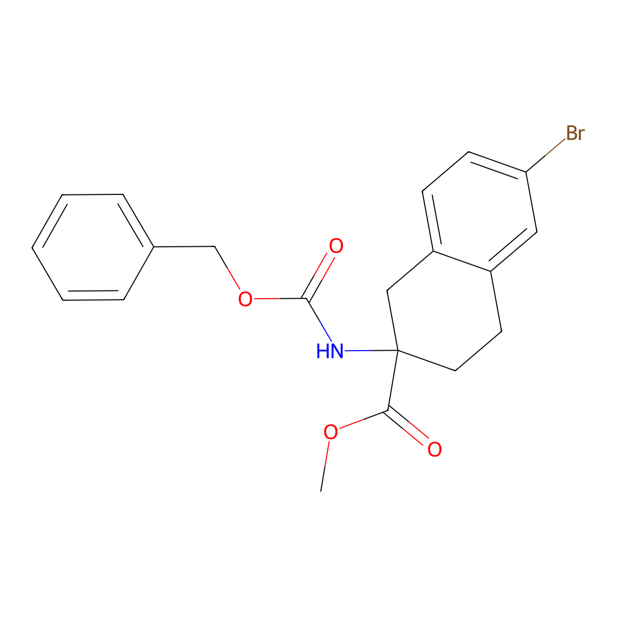 Methyl 2-{[(benzyloxy)carbonyl]amino}-6-bromo-1,2,3,4-tetrahydronaphthalene-2-carboxylate molecular structure, CAS 2680864-65-5