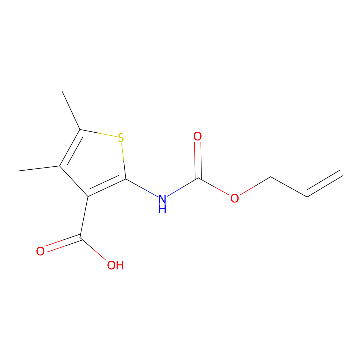 4,5-Dimethyl-2-{[(prop-2-en-1-yloxy)carbonyl]amino}thiophene-3-carboxylic acid molecular structure, CAS 2680864-68-8