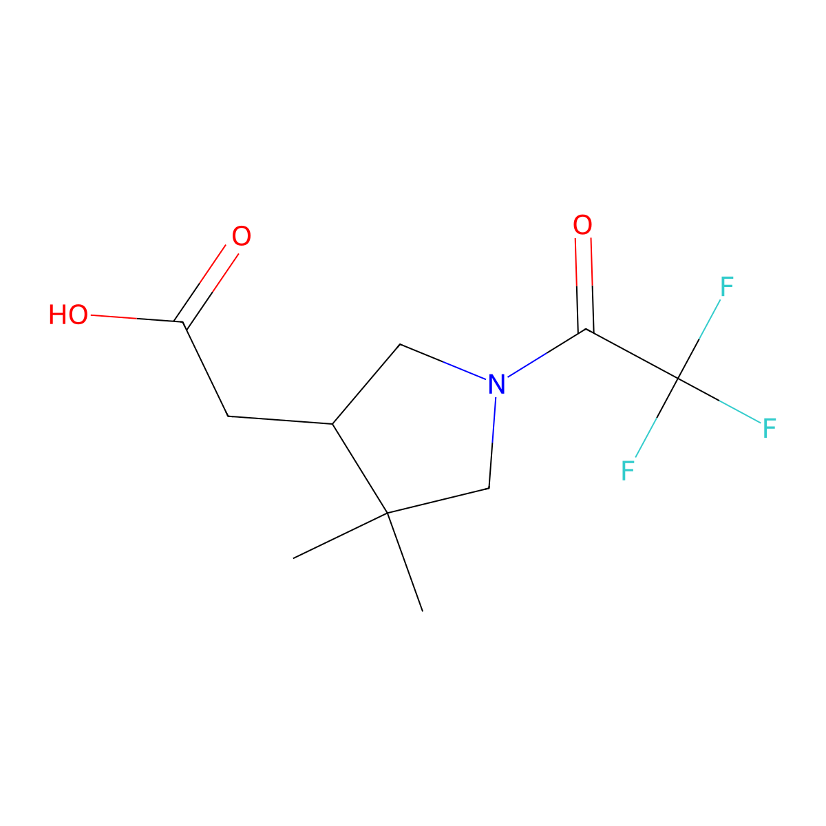 2-[4,4-Dimethyl-1-(trifluoroacetyl)pyrrolidin-3-yl]acetic acid molecular structure, CAS 2680864-75-7