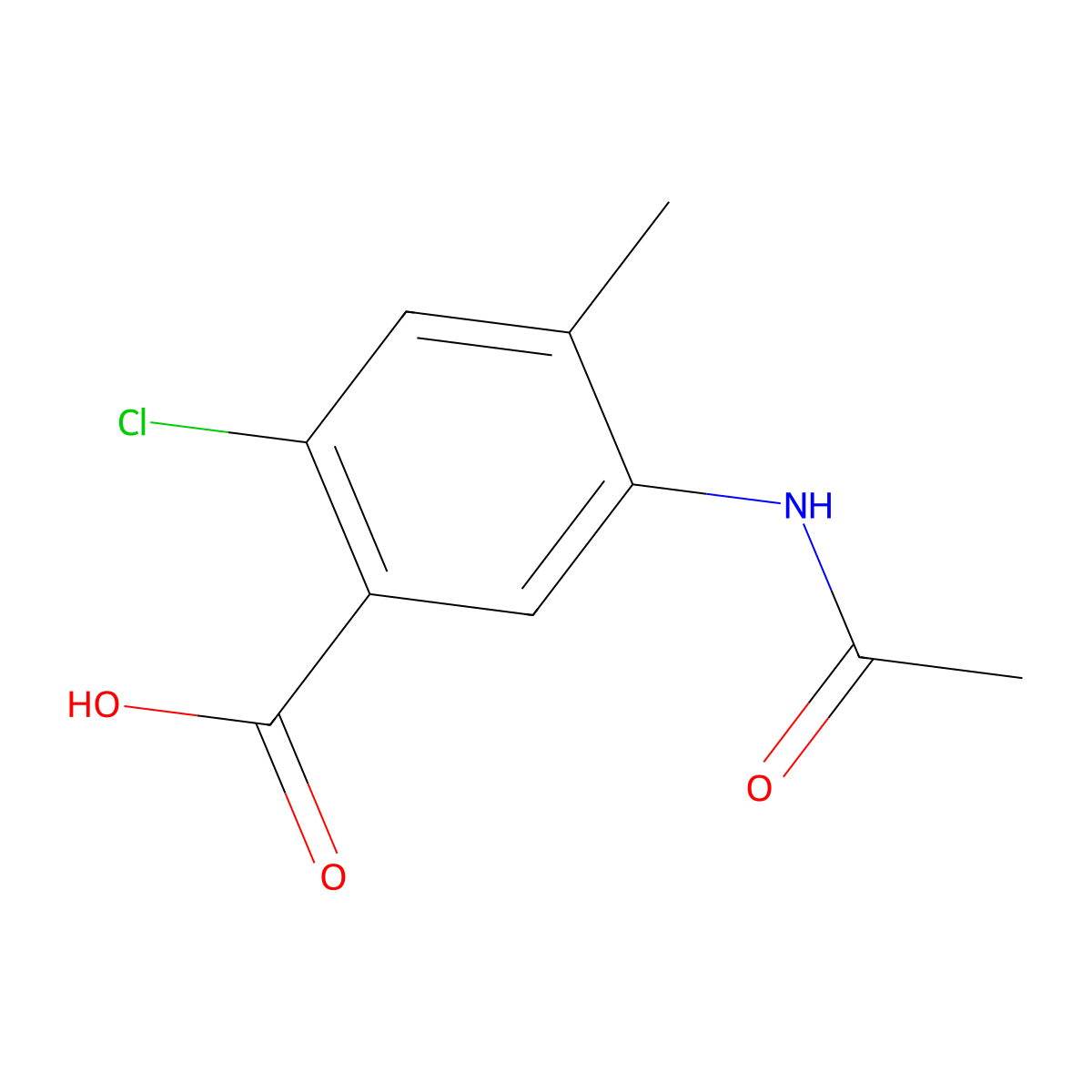 2-Chloro-5-acetamido-4-methylbenzoic acid molecular structure, CAS 2680864-83-7