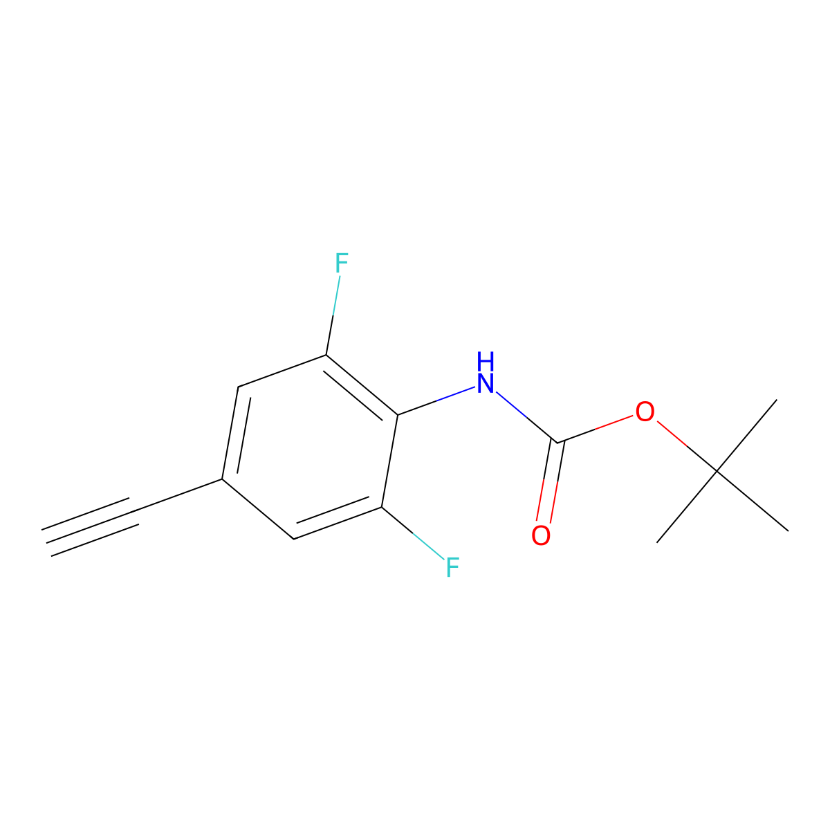 tert-butyl N-(4-ethynyl-2,6-difluorophenyl)carbamate molecular structure, CAS 2680864-98-4