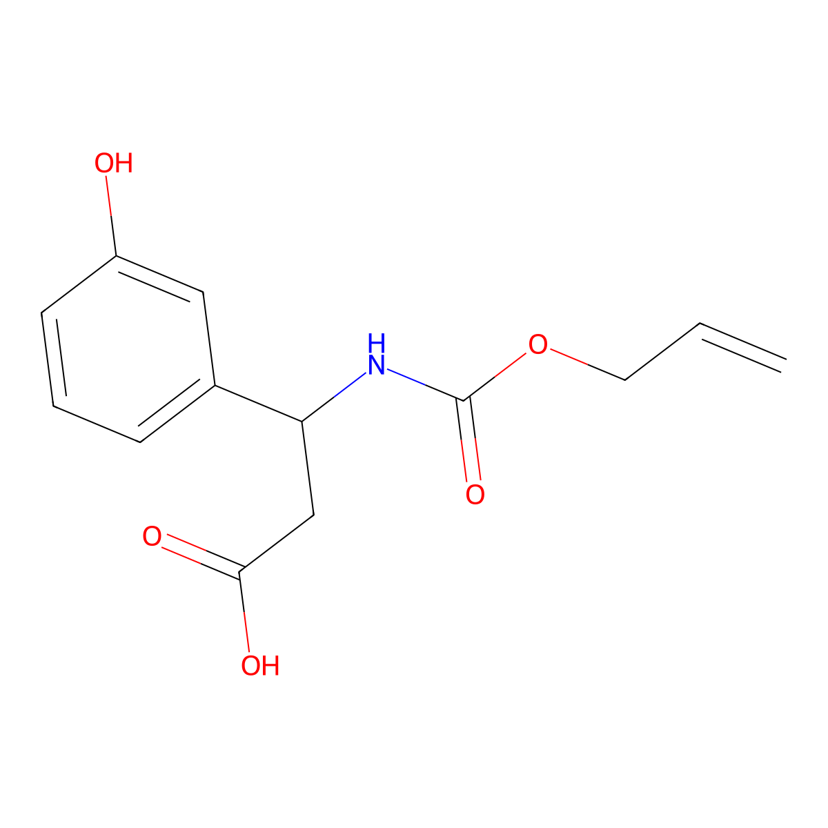 3-(3-Hydroxyphenyl)-3-{[(prop-2-en-1-yloxy)carbonyl]amino}propanoic acid molecular structure, CAS 2680865-03-4