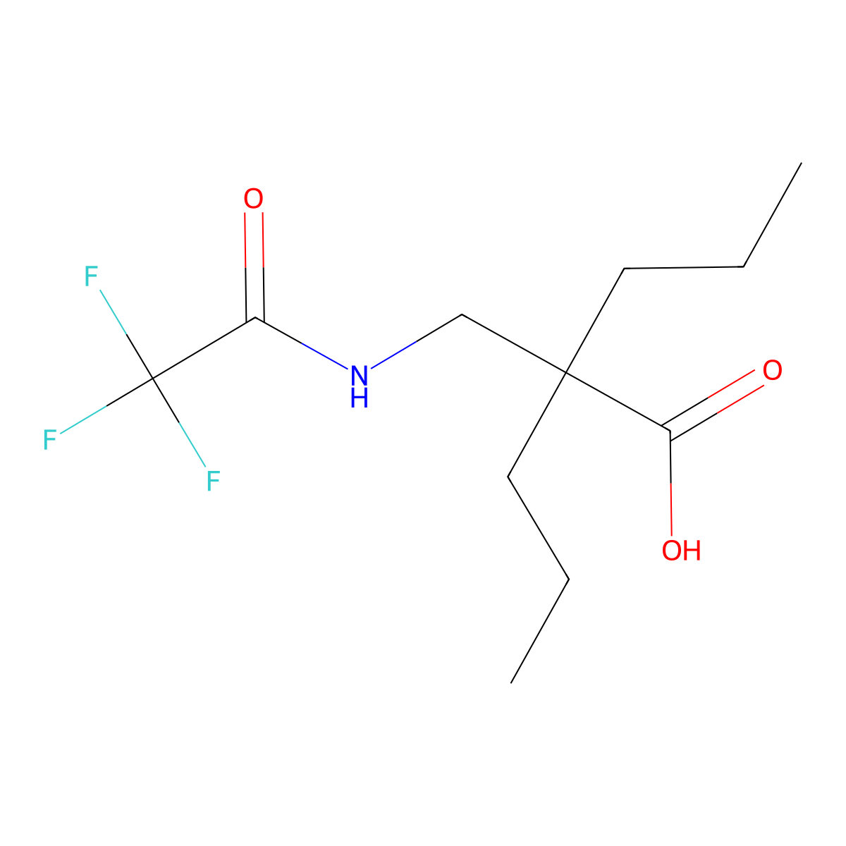 2-Propyl-2-[(2,2,2-trifluoroacetamido)methyl]pentanoic acid molecular structure, CAS 2680865-11-4