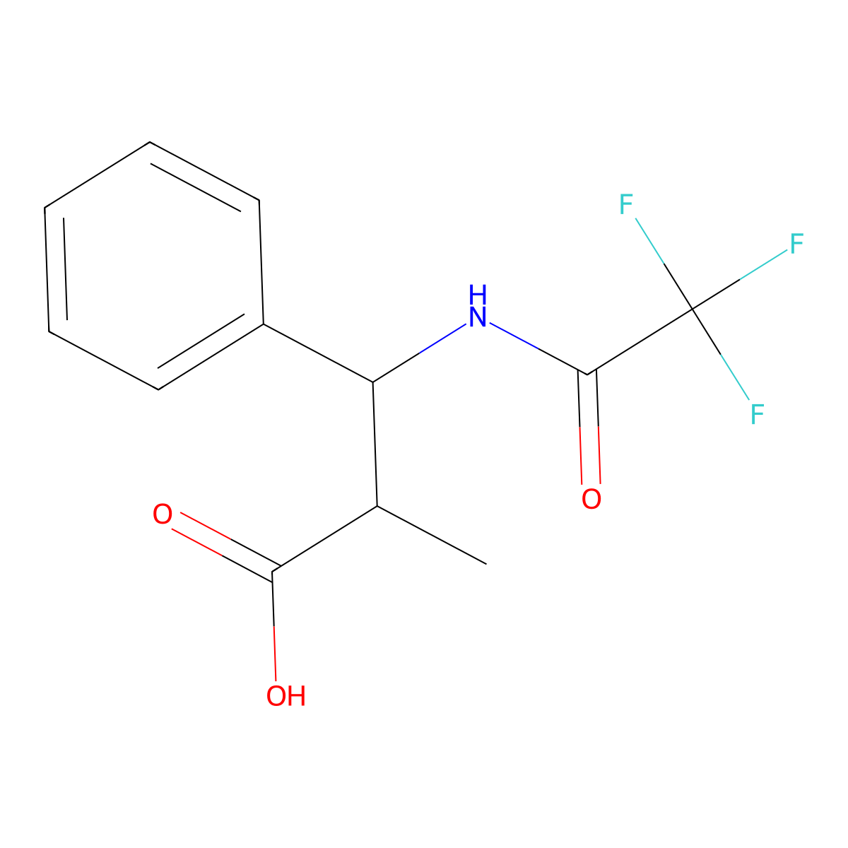 2-Methyl-3-phenyl-3-(2,2,2-trifluoroacetamido)propanoic acid molecular structure, CAS 2680865-17-0