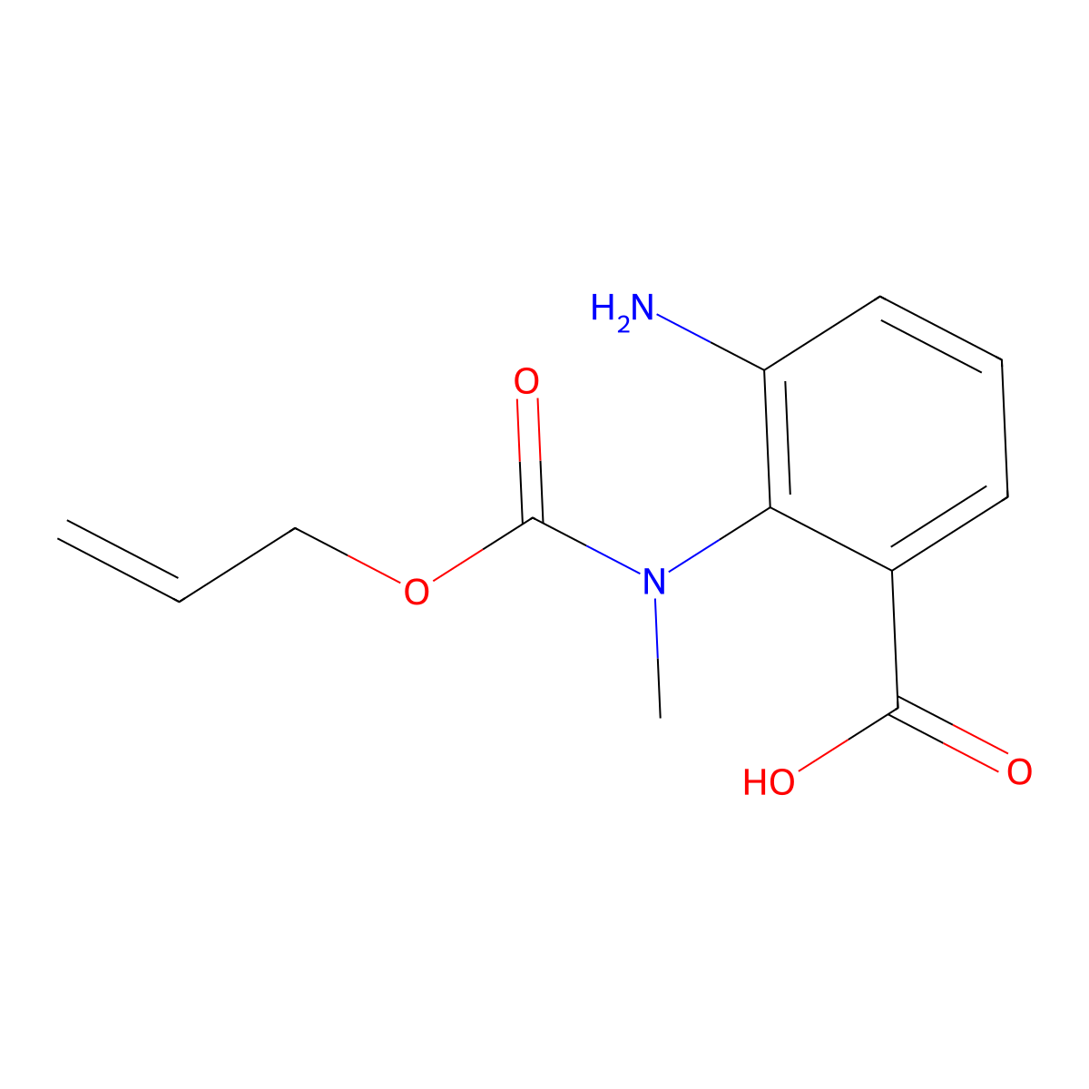 3-Amino-2-{methyl[(prop-2-en-1-yloxy)carbonyl]amino}benzoic acid molecular structure, CAS 2680865-21-6