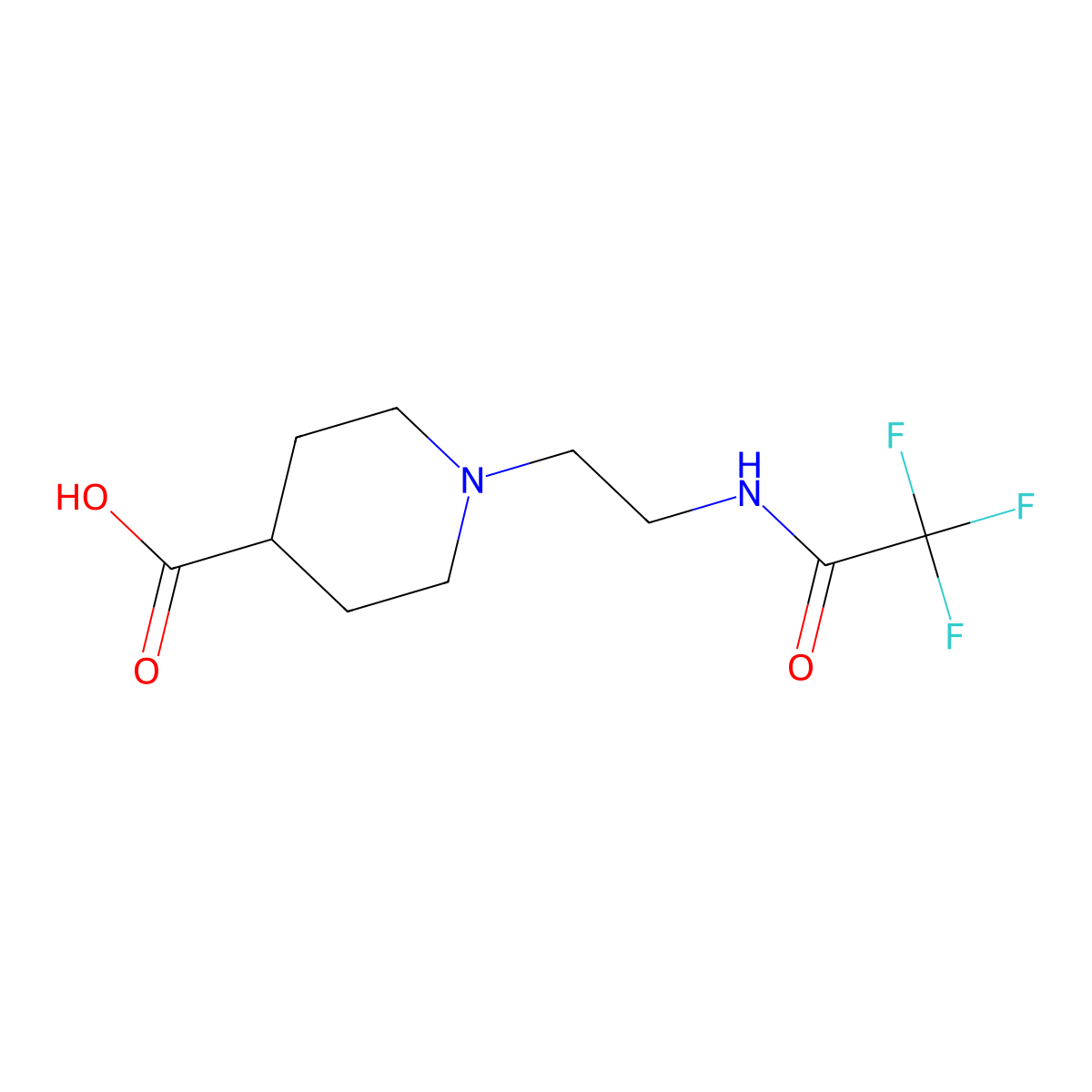 1-[2-(Trifluoroacetamido)ethyl]piperidine-4-carboxylic acid molecular structure, CAS 2680865-22-7