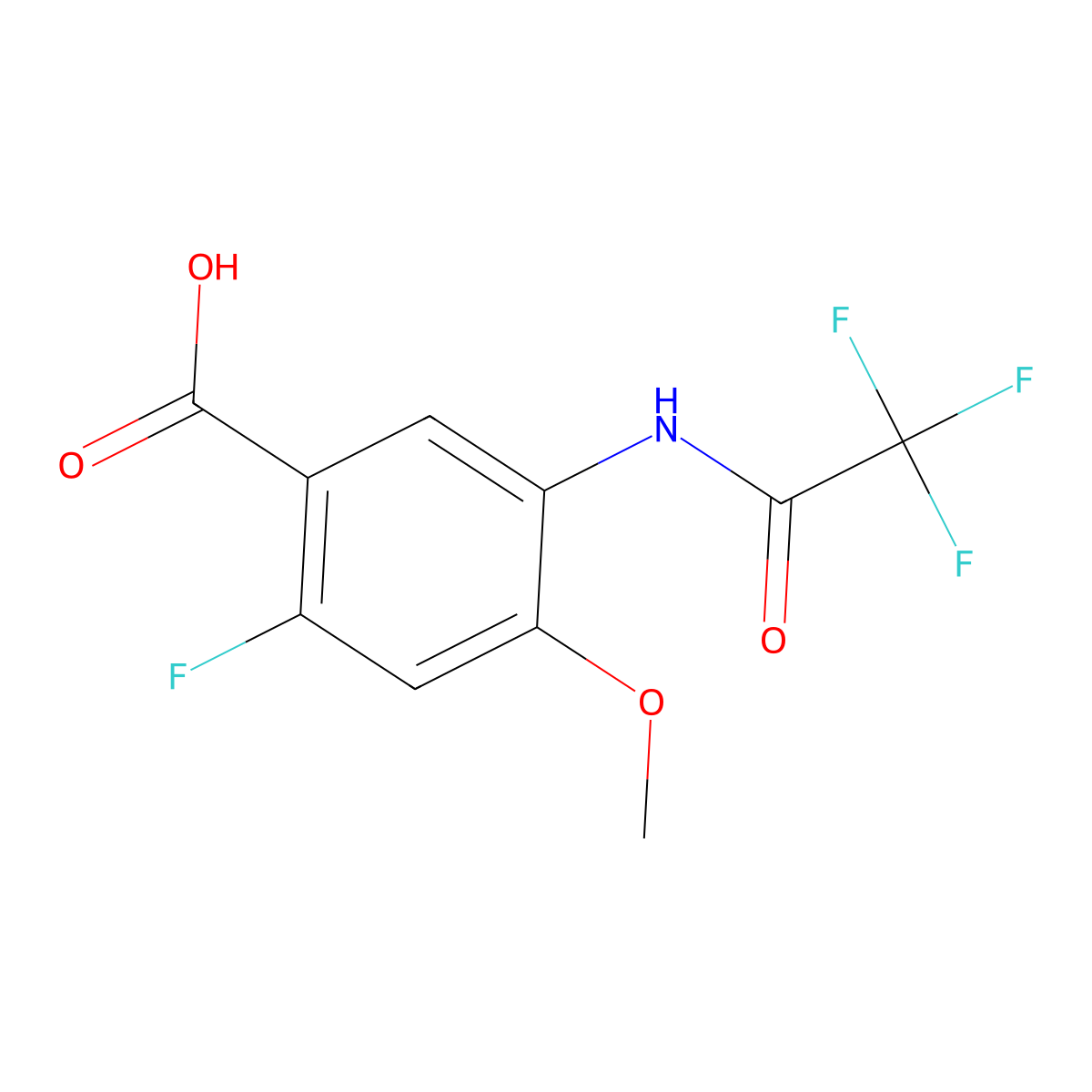 2-Fluoro-4-methoxy-5-(2,2,2-trifluoroacetamido)benzoic acid molecular structure, CAS 2680865-25-0