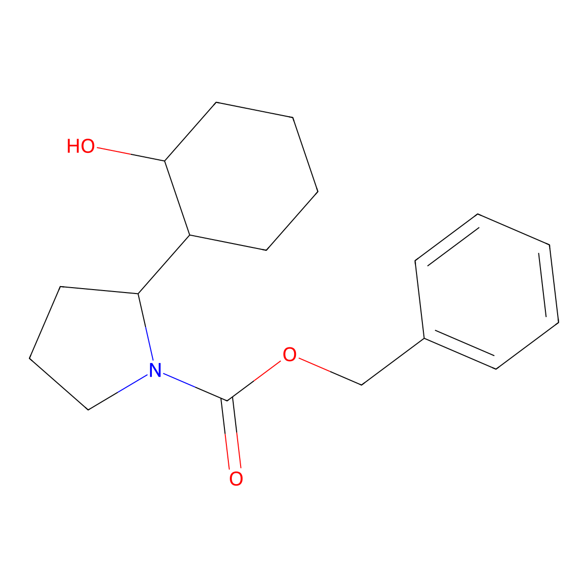 Benzyl 2-(2-hydroxycyclohexyl)pyrrolidine-1-carboxylate molecular structure, CAS 2680865-29-4