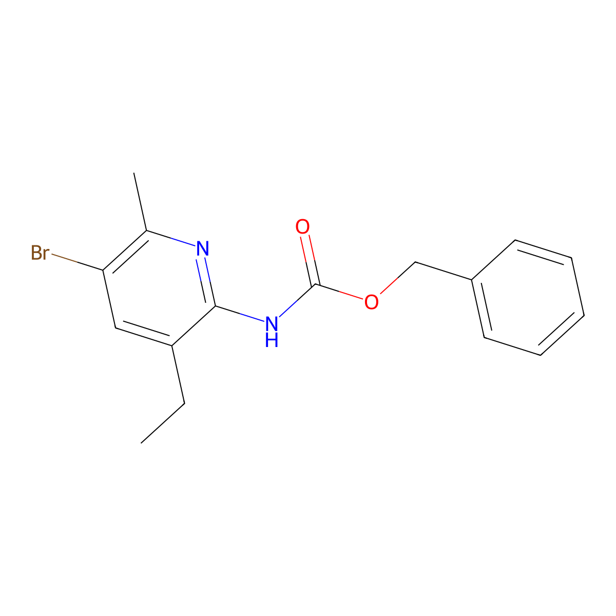 benzyl N-(5-bromo-3-ethyl-6-methylpyridin-2-yl)carbamate molecular structure, CAS 2680865-30-7