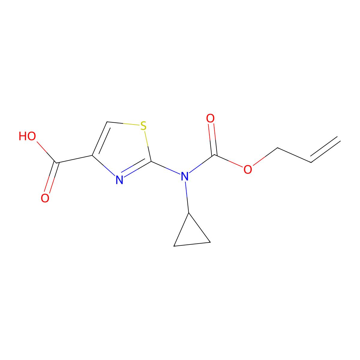 2-{Cyclopropyl[(prop-2-en-1-yloxy)carbonyl]amino}-1,3-thiazole-4-carboxylic acid molecular structure, CAS 2680865-31-8