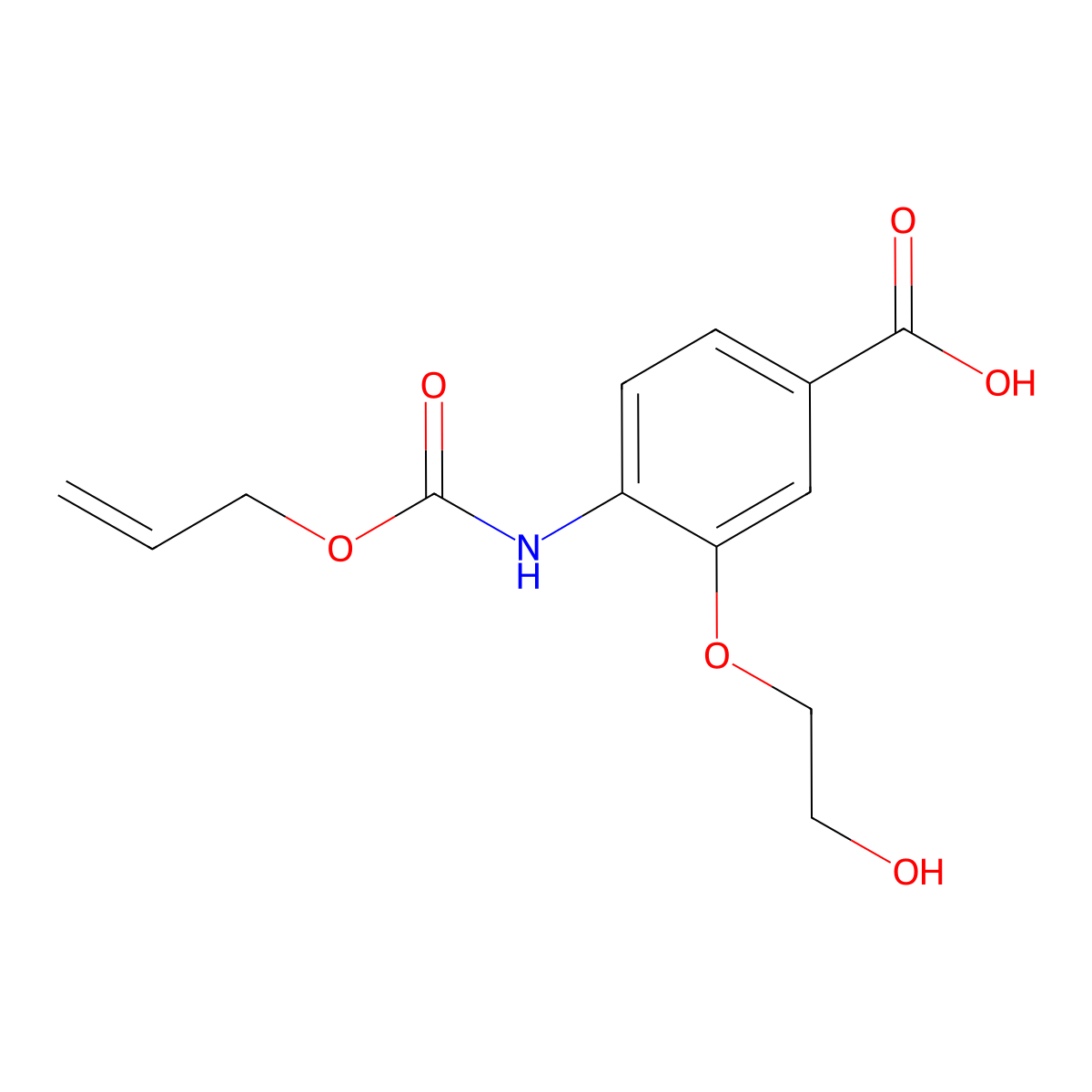 3-(2-Hydroxyethoxy)-4-{[(prop-2-en-1-yloxy)carbonyl]amino}benzoic acid molecular structure, CAS 2680865-33-0