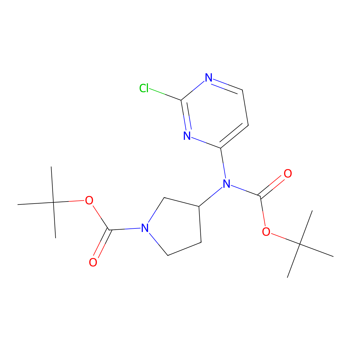 Tert-butyl 3-{[(tert-butoxy)carbonyl](2-chloropyrimidin-4-yl)amino}pyrrolidine-1-carboxylate molecular structure, CAS 2680865-37-4