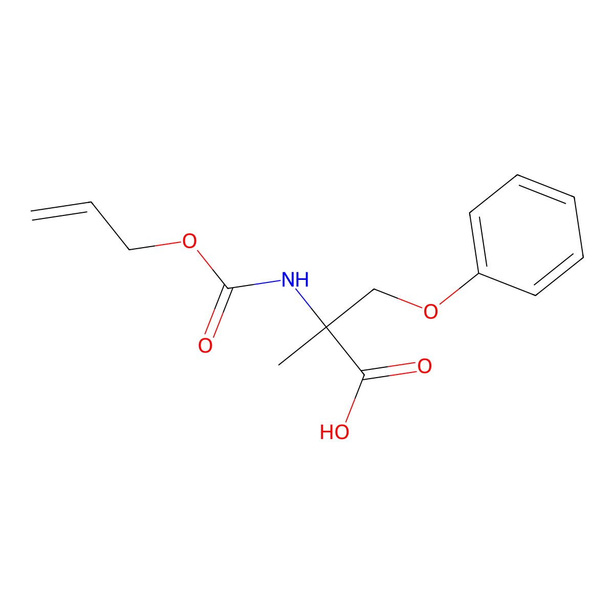 2-Methyl-3-phenoxy-2-{[(prop-2-en-1-yloxy)carbonyl]amino}propanoic acid molecular structure, CAS 2680865-43-2