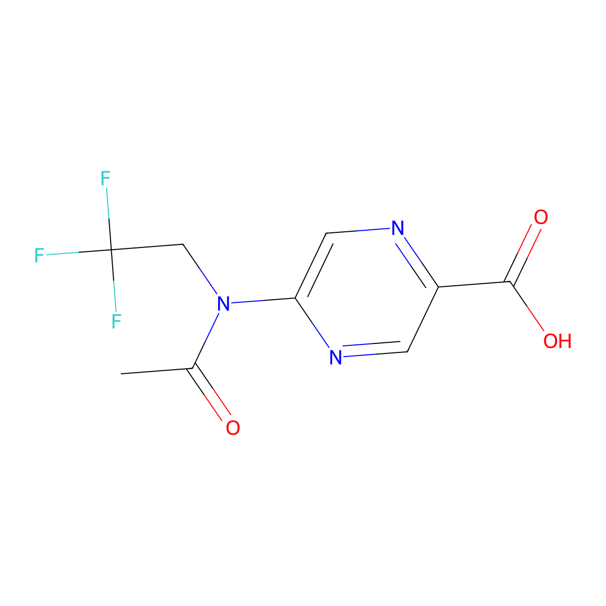 5-[N-(2,2,2-trifluoroethyl)acetamido]pyrazine-2-carboxylic acid molecular structure, CAS 2680865-46-5