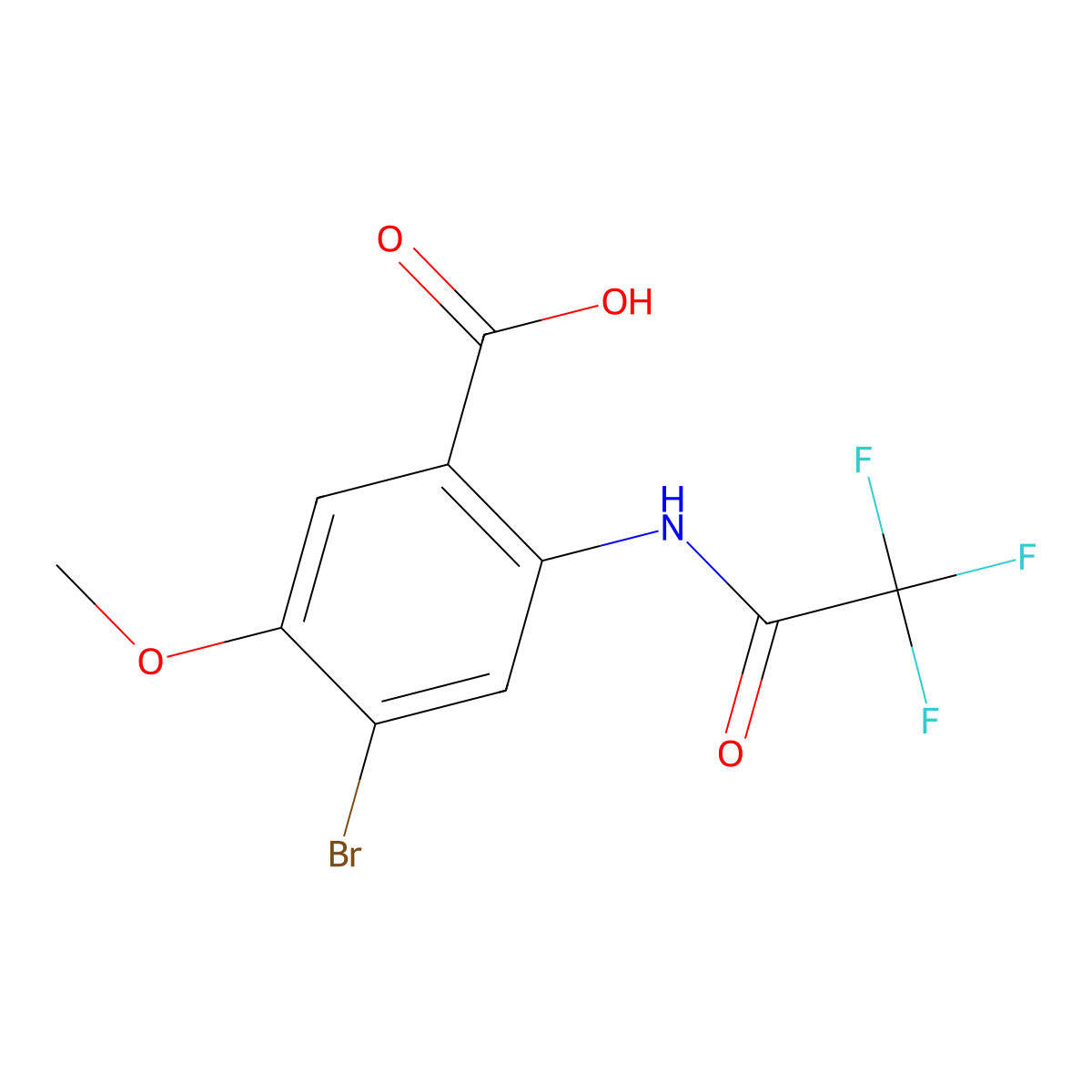 4-Bromo-5-methoxy-2-(2,2,2-trifluoroacetamido)benzoic acid molecular structure, CAS 2680865-47-6