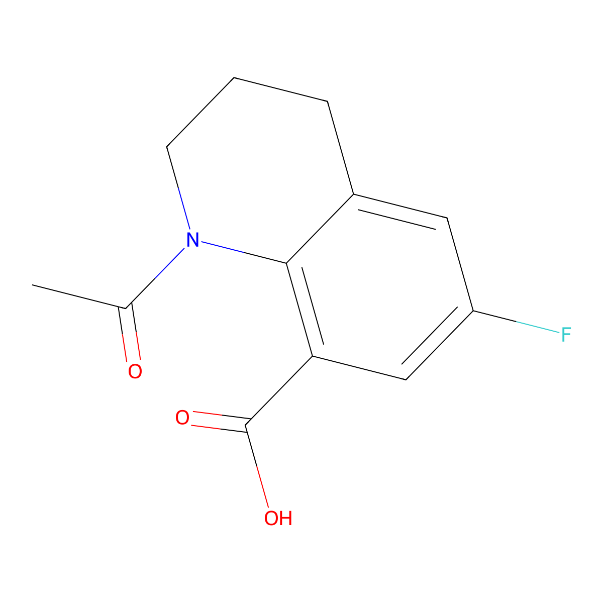 1-Acetyl-6-fluoro-1,2,3,4-tetrahydroquinoline-8-carboxylic acid molecular structure, CAS 2680865-50-1