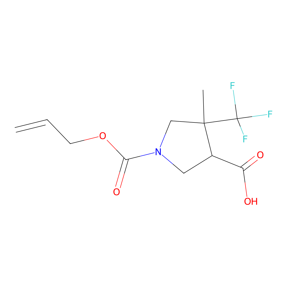 4-Methyl-1-[(prop-2-en-1-yloxy)carbonyl]-4-(trifluoromethyl)pyrrolidine-3-carboxylic acid molecular structure, CAS 2680865-62-5