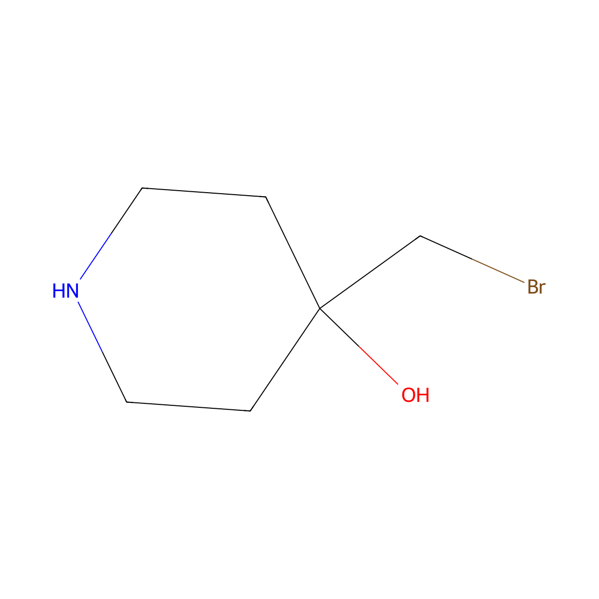4-(Bromomethyl)piperidin-4-ol molecular structure, CAS 2680865-68-1