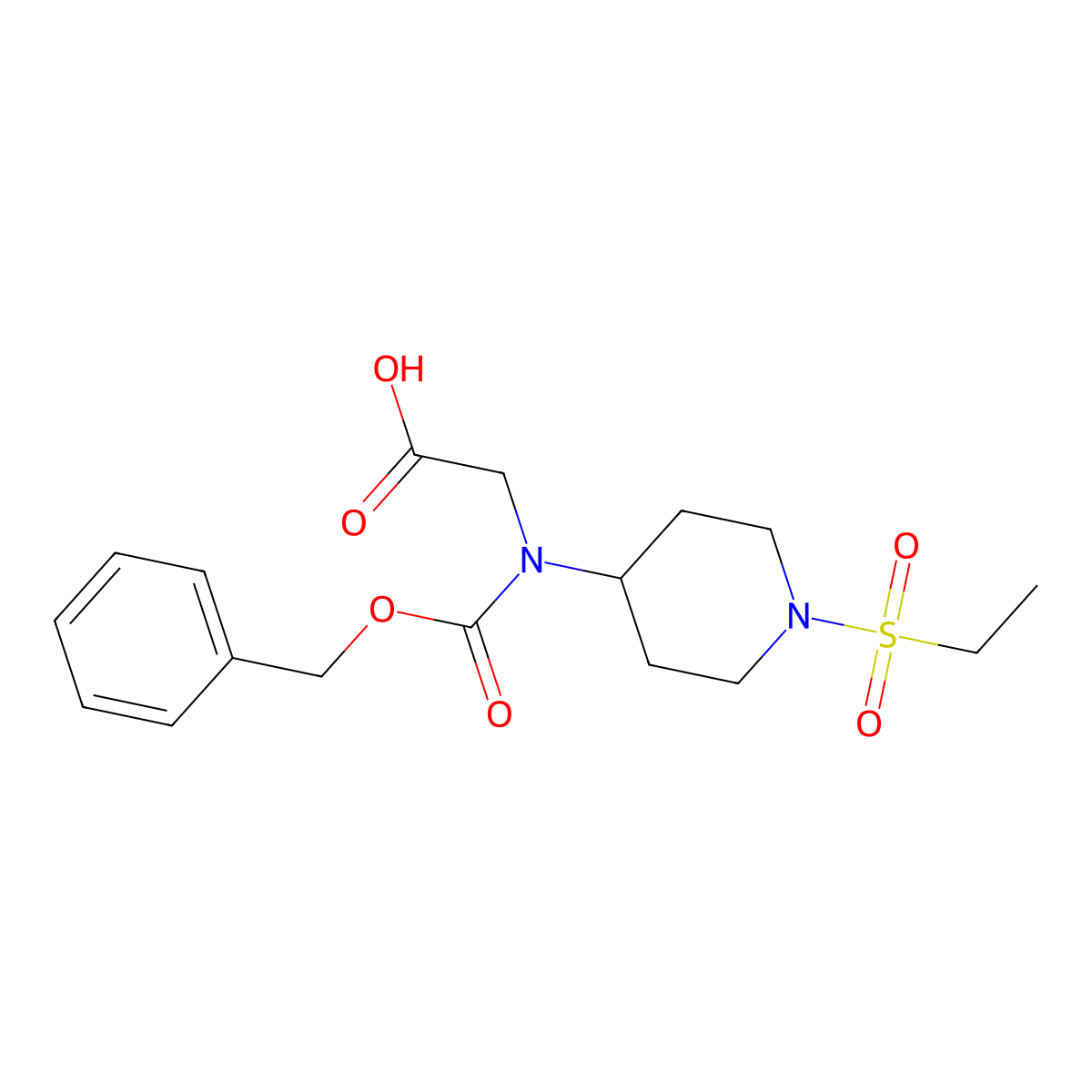 2-{[(Benzyloxy)carbonyl][1-(ethanesulfonyl)piperidin-4-yl]amino}acetic acid molecular structure, CAS 2680865-69-2
