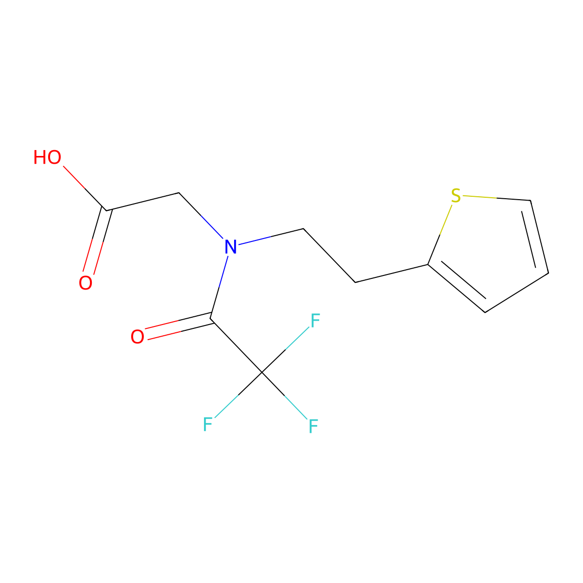 2-{2,2,2-trifluoro-N-[2-(thiophen-2-yl)ethyl]acetamido}acetic acid molecular structure, CAS 2680865-70-5
