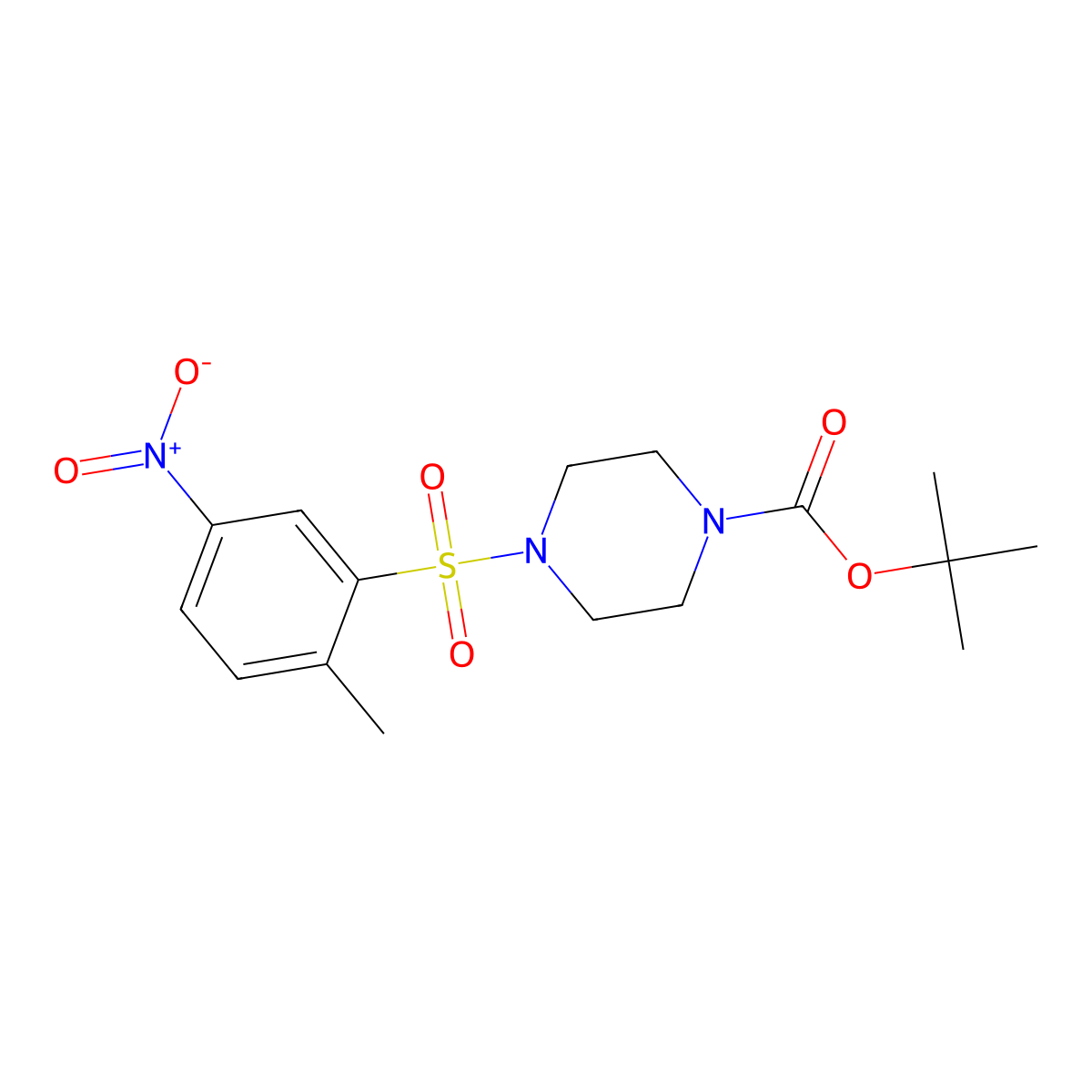 Tert-butyl 4-(2-methyl-5-nitrobenzenesulfonyl)piperazine-1-carboxylate molecular structure, CAS 2680865-73-8